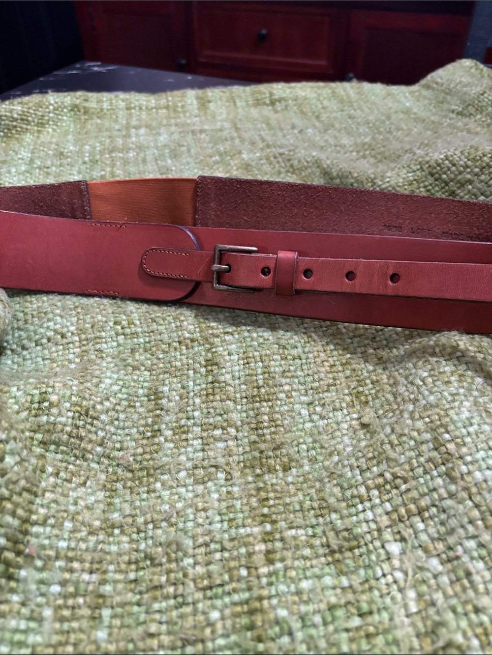 LOFT genuine cowhide Women's Belt - Rust Brown with Brass Buckle
